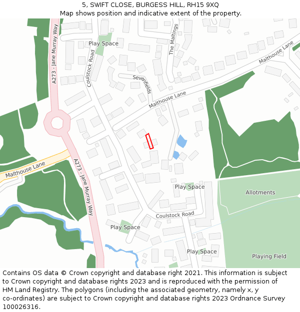 5, SWIFT CLOSE, BURGESS HILL, RH15 9XQ: Location map and indicative extent of plot