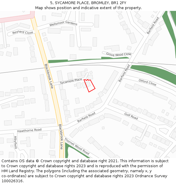 5, SYCAMORE PLACE, BROMLEY, BR1 2FY: Location map and indicative extent of plot