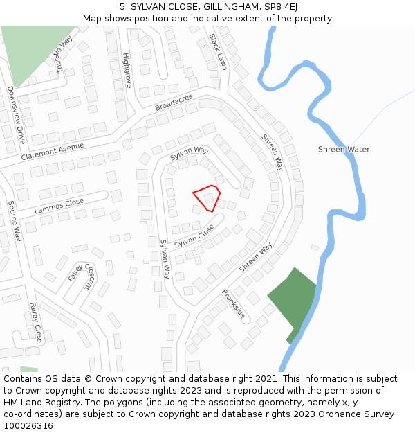 5, SYLVAN CLOSE, GILLINGHAM, SP8 4EJ: Location map and indicative extent of plot