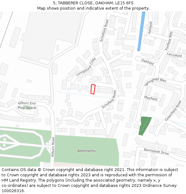 5, TABBERER CLOSE, OAKHAM, LE15 6FS: Location map and indicative extent of plot