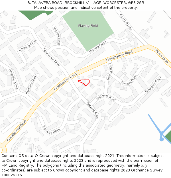 5, TALAVERA ROAD, BROCKHILL VILLAGE, WORCESTER, WR5 2SB: Location map and indicative extent of plot
