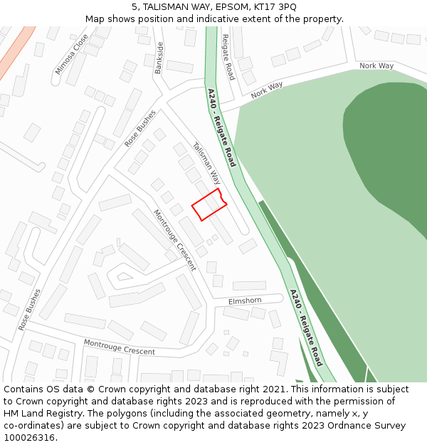 5, TALISMAN WAY, EPSOM, KT17 3PQ: Location map and indicative extent of plot