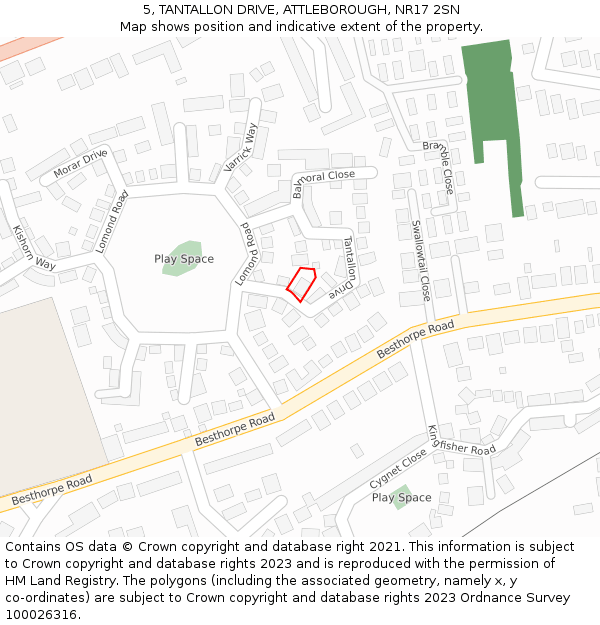 5, TANTALLON DRIVE, ATTLEBOROUGH, NR17 2SN: Location map and indicative extent of plot