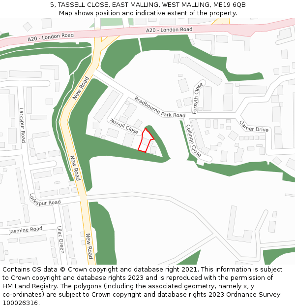 5, TASSELL CLOSE, EAST MALLING, WEST MALLING, ME19 6QB: Location map and indicative extent of plot