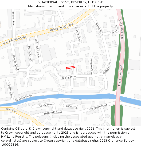 5, TATTERSALL DRIVE, BEVERLEY, HU17 0NE: Location map and indicative extent of plot