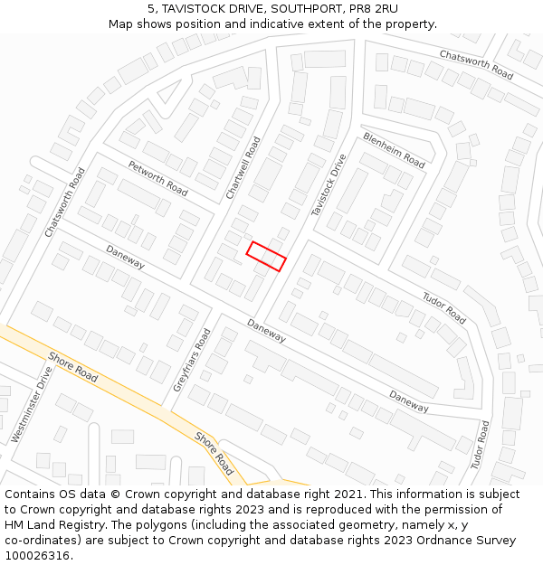 5, TAVISTOCK DRIVE, SOUTHPORT, PR8 2RU: Location map and indicative extent of plot