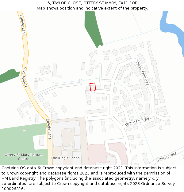 5, TAYLOR CLOSE, OTTERY ST MARY, EX11 1QP: Location map and indicative extent of plot