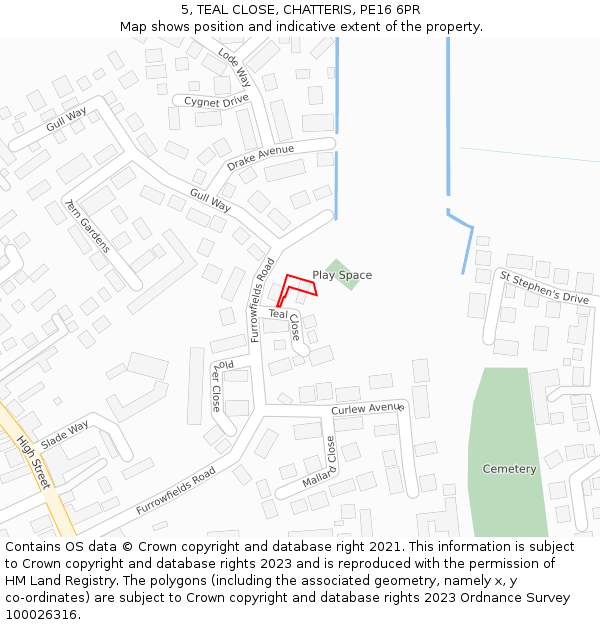 5, TEAL CLOSE, CHATTERIS, PE16 6PR: Location map and indicative extent of plot