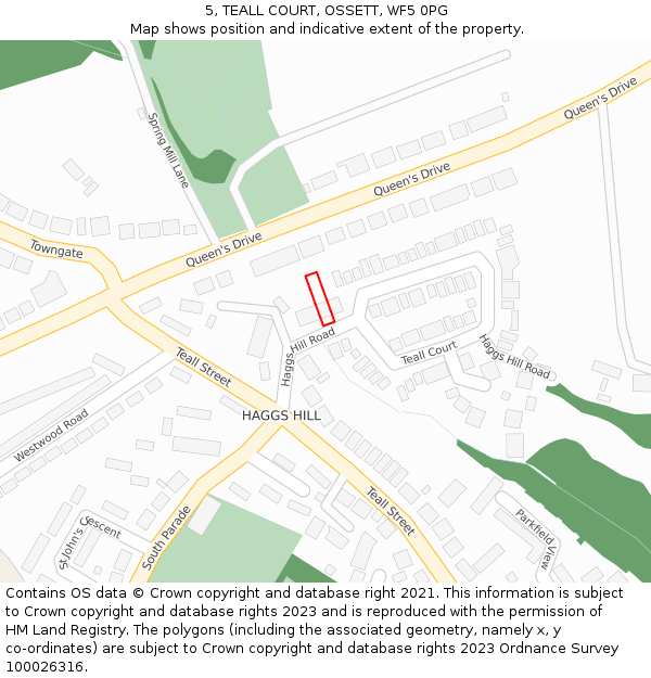 5, TEALL COURT, OSSETT, WF5 0PG: Location map and indicative extent of plot