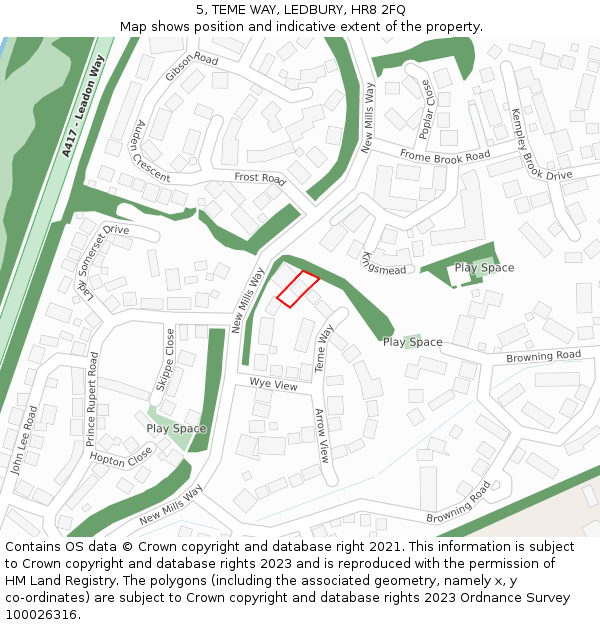 5, TEME WAY, LEDBURY, HR8 2FQ: Location map and indicative extent of plot