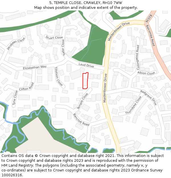 5, TEMPLE CLOSE, CRAWLEY, RH10 7WW: Location map and indicative extent of plot