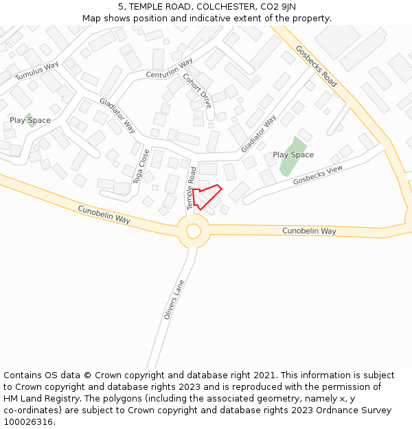 5, TEMPLE ROAD, COLCHESTER, CO2 9JN: Location map and indicative extent of plot