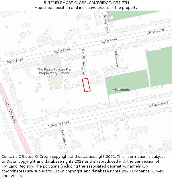 5, TEMPLEMORE CLOSE, CAMBRIDGE, CB1 7TH: Location map and indicative extent of plot