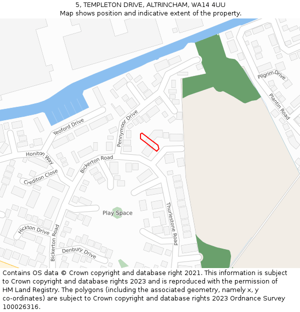 5, TEMPLETON DRIVE, ALTRINCHAM, WA14 4UU: Location map and indicative extent of plot