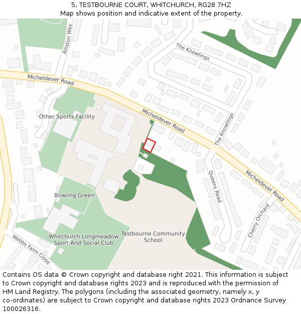 5, TESTBOURNE COURT, WHITCHURCH, RG28 7HZ: Location map and indicative extent of plot
