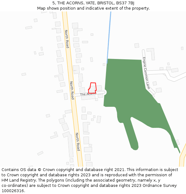 5, THE ACORNS, YATE, BRISTOL, BS37 7BJ: Location map and indicative extent of plot