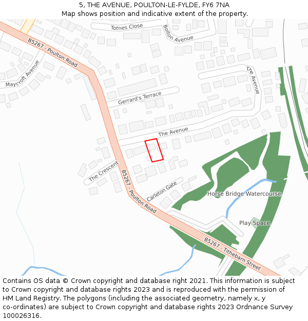 5, THE AVENUE, POULTON-LE-FYLDE, FY6 7NA: Location map and indicative extent of plot