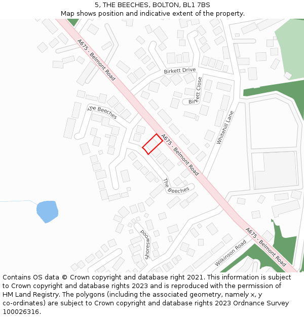 5, THE BEECHES, BOLTON, BL1 7BS: Location map and indicative extent of plot