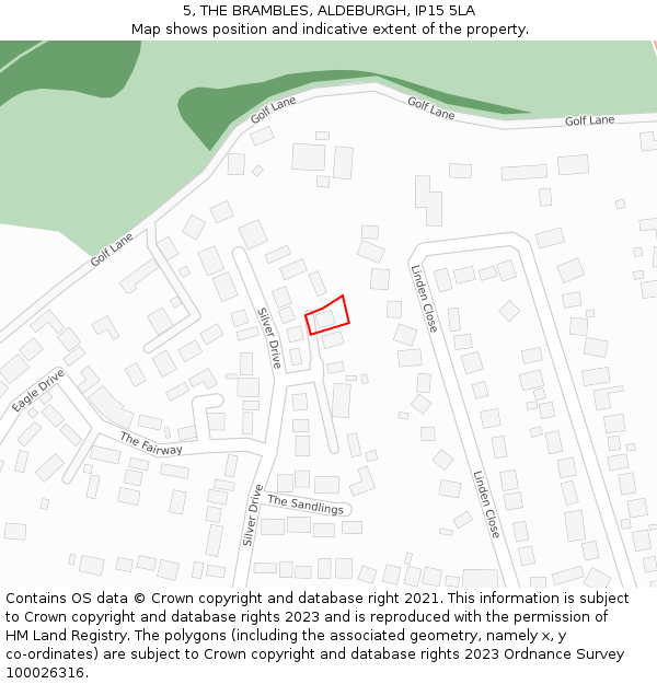 5, THE BRAMBLES, ALDEBURGH, IP15 5LA: Location map and indicative extent of plot