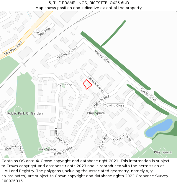 5, THE BRAMBLINGS, BICESTER, OX26 6UB: Location map and indicative extent of plot