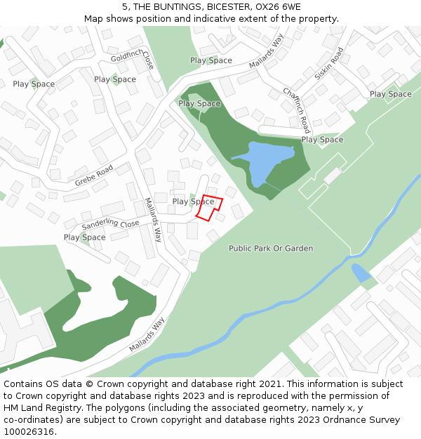 5, THE BUNTINGS, BICESTER, OX26 6WE: Location map and indicative extent of plot