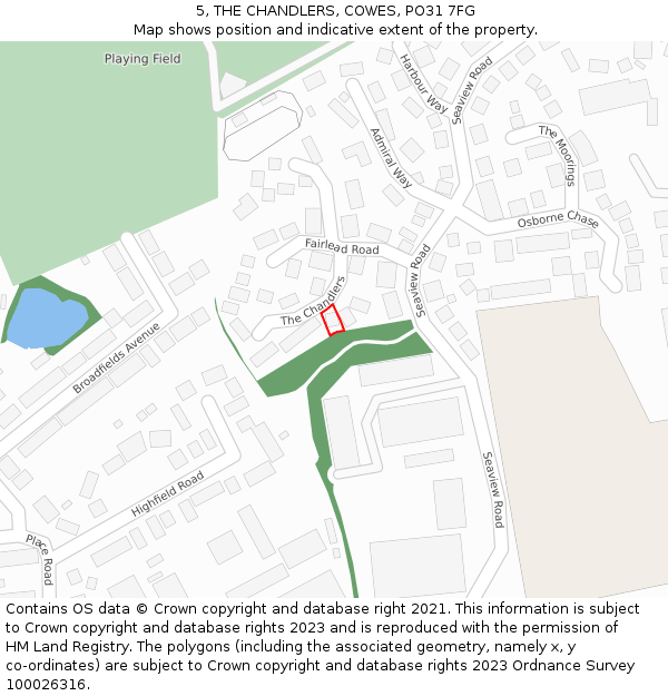 5, THE CHANDLERS, COWES, PO31 7FG: Location map and indicative extent of plot