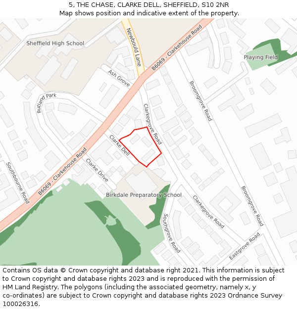 5, THE CHASE, CLARKE DELL, SHEFFIELD, S10 2NR: Location map and indicative extent of plot