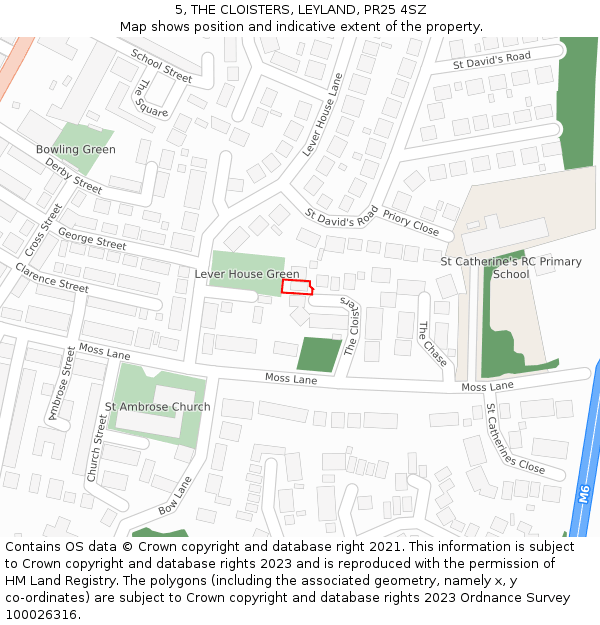 5, THE CLOISTERS, LEYLAND, PR25 4SZ: Location map and indicative extent of plot