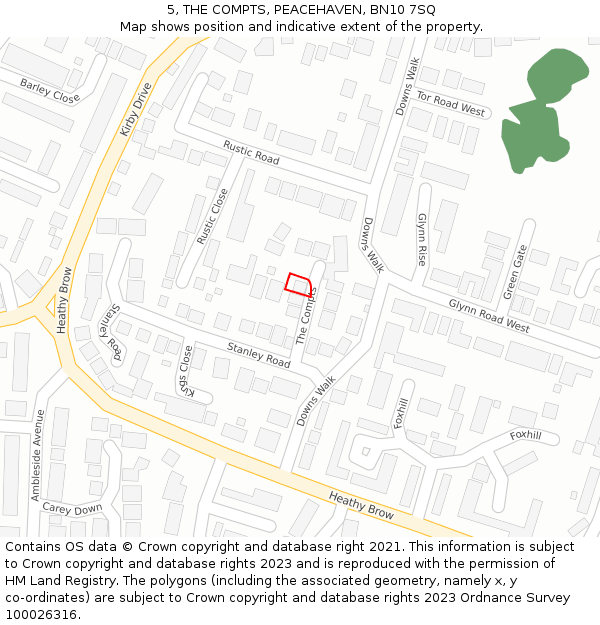 5, THE COMPTS, PEACEHAVEN, BN10 7SQ: Location map and indicative extent of plot