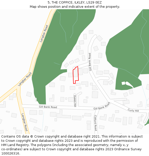 5, THE COPPICE, ILKLEY, LS29 0EZ: Location map and indicative extent of plot