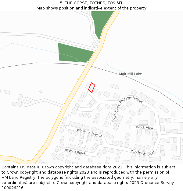 5, THE COPSE, TOTNES, TQ9 5FL: Location map and indicative extent of plot