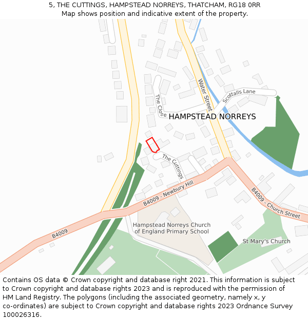 5, THE CUTTINGS, HAMPSTEAD NORREYS, THATCHAM, RG18 0RR: Location map and indicative extent of plot