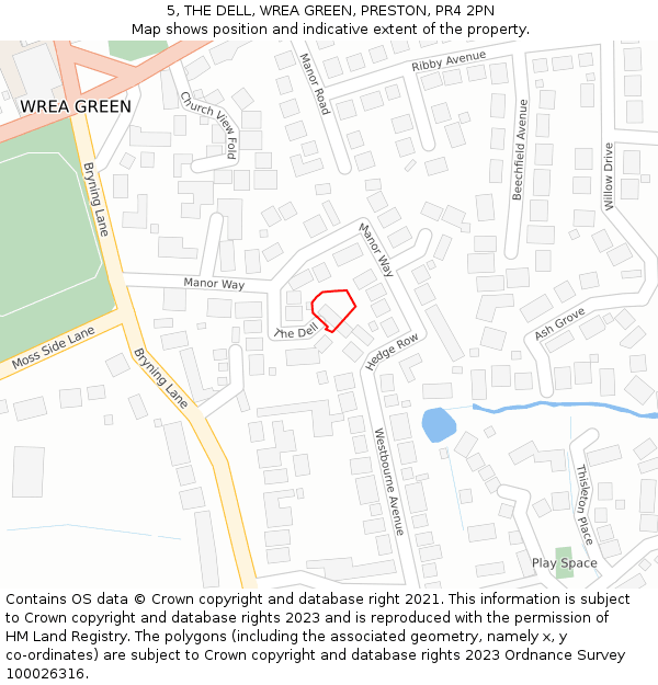 5, THE DELL, WREA GREEN, PRESTON, PR4 2PN: Location map and indicative extent of plot