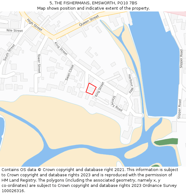 5, THE FISHERMANS, EMSWORTH, PO10 7BS: Location map and indicative extent of plot