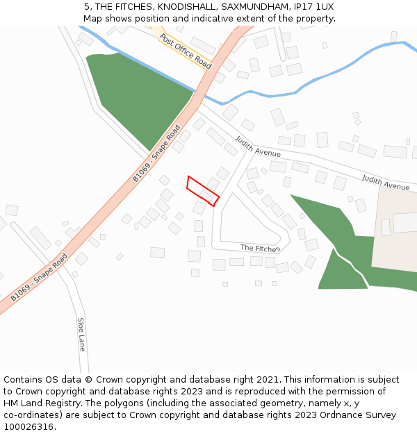 5, THE FITCHES, KNODISHALL, SAXMUNDHAM, IP17 1UX: Location map and indicative extent of plot