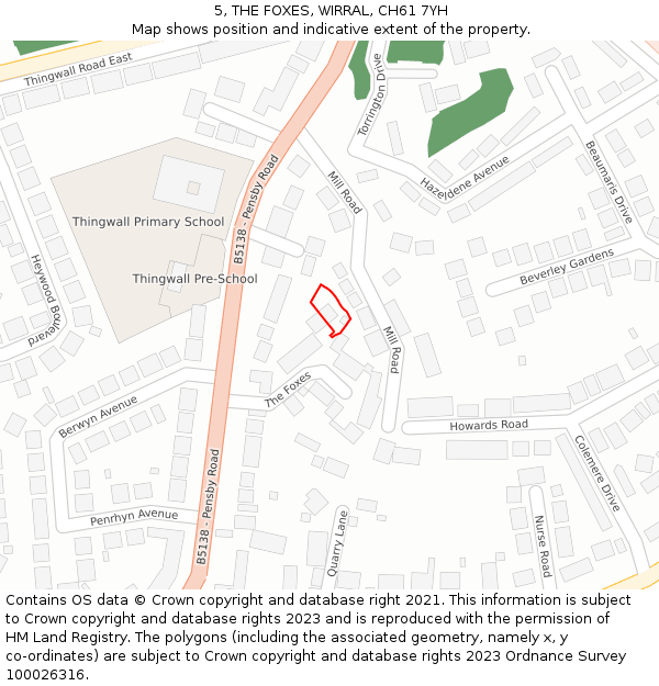 5, THE FOXES, WIRRAL, CH61 7YH: Location map and indicative extent of plot