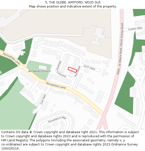 5, THE GLEBE, WATFORD, WD25 0LR: Location map and indicative extent of plot