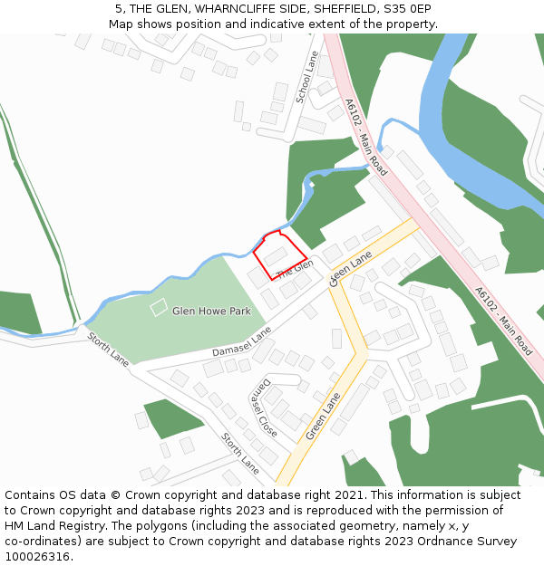 5, THE GLEN, WHARNCLIFFE SIDE, SHEFFIELD, S35 0EP: Location map and indicative extent of plot