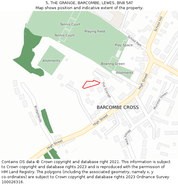 5, THE GRANGE, BARCOMBE, LEWES, BN8 5AT: Location map and indicative extent of plot