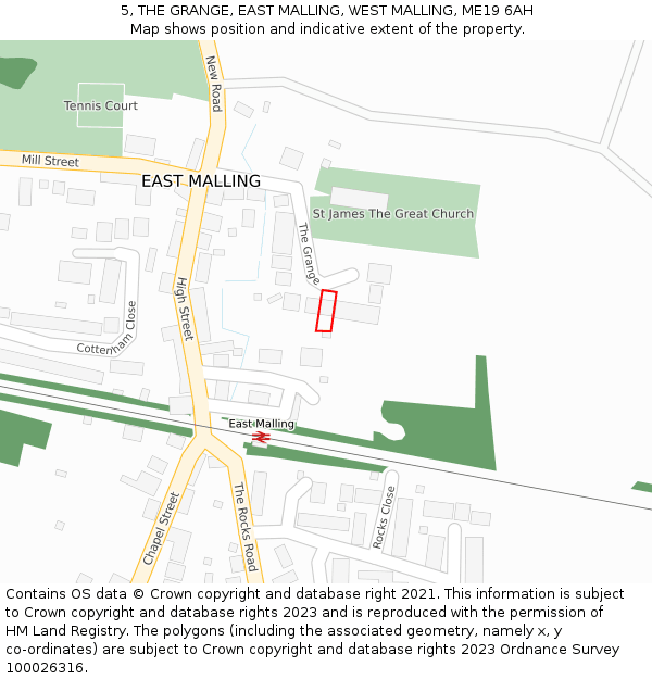 5, THE GRANGE, EAST MALLING, WEST MALLING, ME19 6AH: Location map and indicative extent of plot