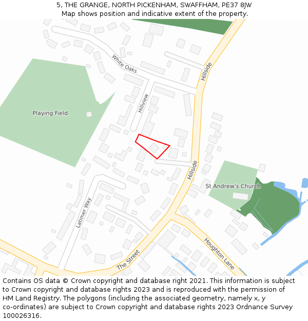 5, THE GRANGE, NORTH PICKENHAM, SWAFFHAM, PE37 8JW: Location map and indicative extent of plot