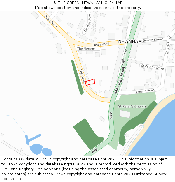 5, THE GREEN, NEWNHAM, GL14 1AF: Location map and indicative extent of plot