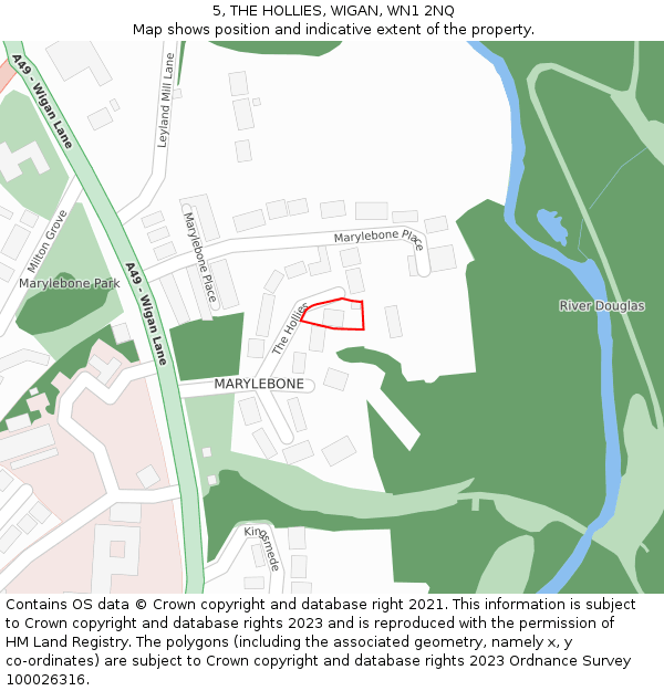 5, THE HOLLIES, WIGAN, WN1 2NQ: Location map and indicative extent of plot