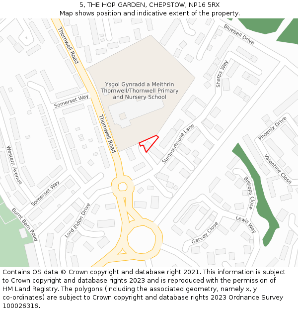 5, THE HOP GARDEN, CHEPSTOW, NP16 5RX: Location map and indicative extent of plot