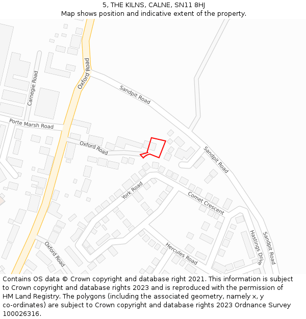 5, THE KILNS, CALNE, SN11 8HJ: Location map and indicative extent of plot