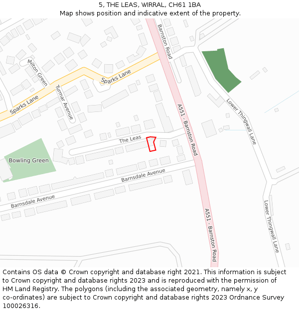 5, THE LEAS, WIRRAL, CH61 1BA: Location map and indicative extent of plot