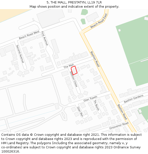 5, THE MALL, PRESTATYN, LL19 7LR: Location map and indicative extent of plot
