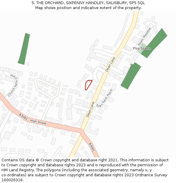 5, THE ORCHARD, SIXPENNY HANDLEY, SALISBURY, SP5 5QL: Location map and indicative extent of plot