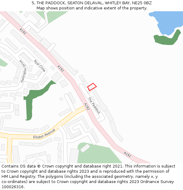 5, THE PADDOCK, SEATON DELAVAL, WHITLEY BAY, NE25 0BZ: Location map and indicative extent of plot