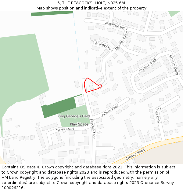 5, THE PEACOCKS, HOLT, NR25 6AL: Location map and indicative extent of plot